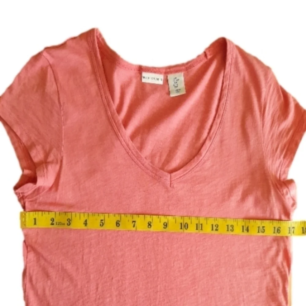 Max Studio Top Womens Medium Pink Short Sleeve Pima Cotton Shirt V Neck - Picture 2 of 8